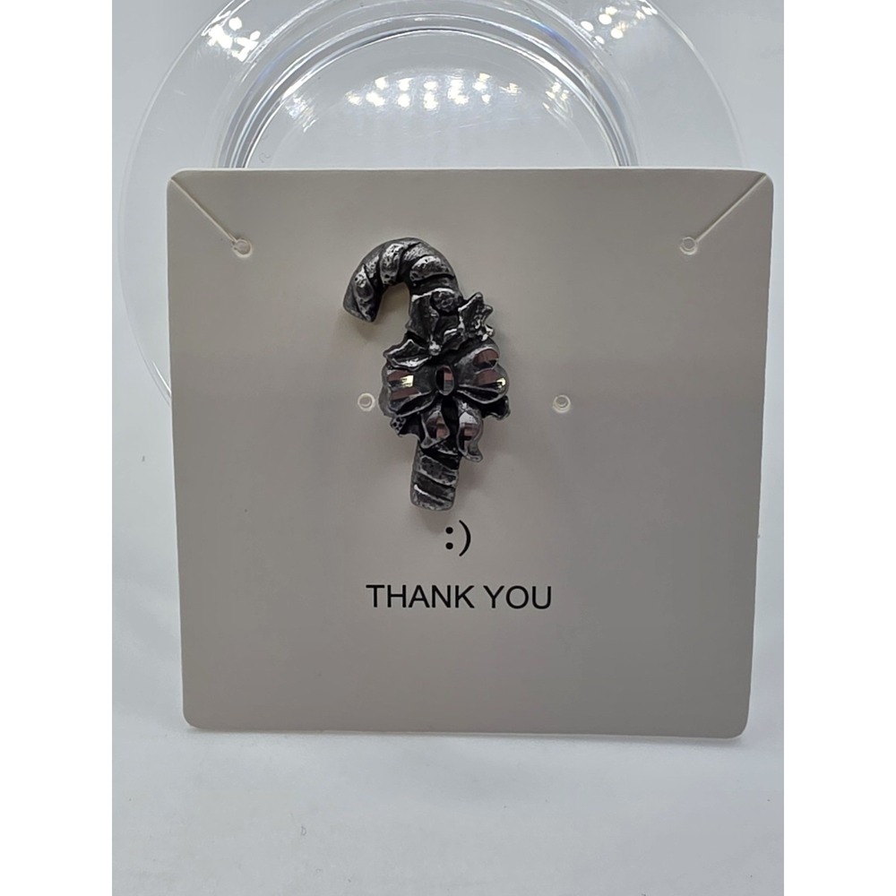 Pewter Diamond Cut Candy Cane Lapel Pin